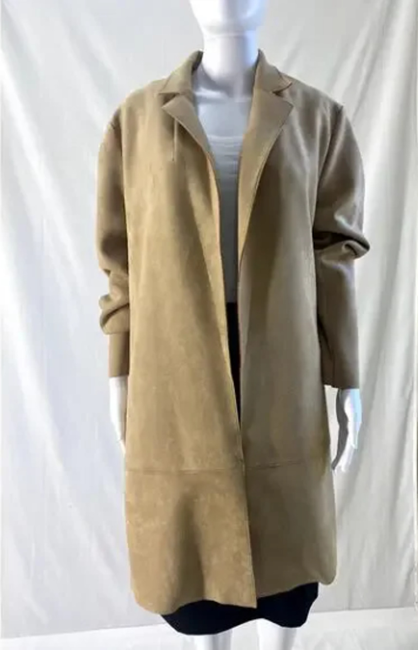#W7 Pre-Loved Magaschoni Camel Faux Leather Jacket Size Large *small call out